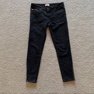 DOBBER Black Corduroy Pants with Zipper Detail